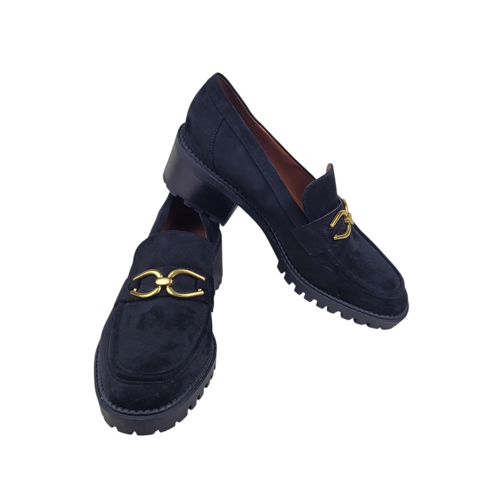 Marc Fisher Black Faux Suede Lug Sole Delanie Loafers Women's Size 10M